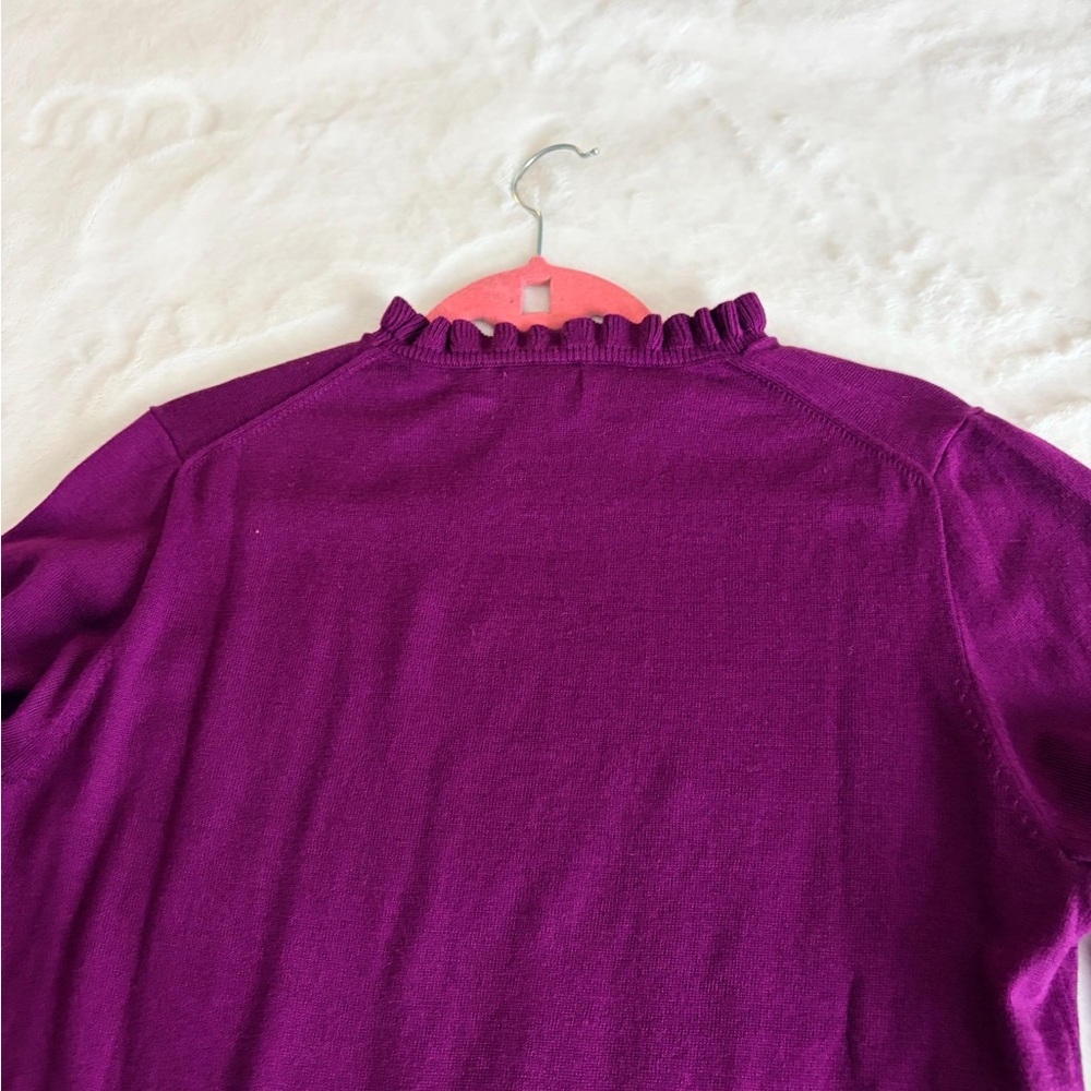 J. Crew Women's Rich Purple Sweater with Ruffled Neckline - Picture 4 of 4